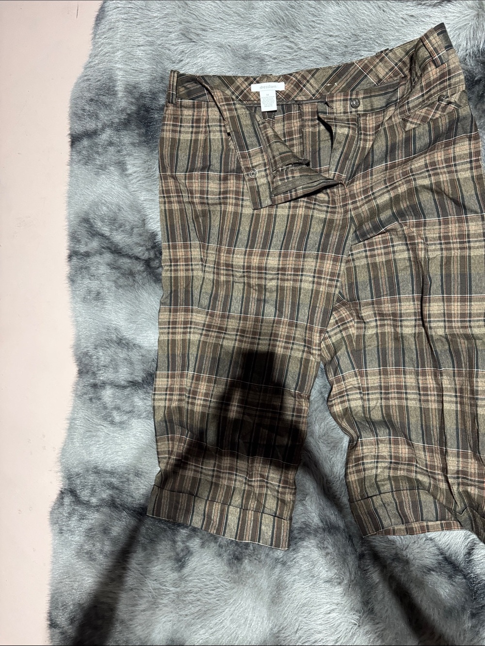 Dress Barn Plaid Capris in Brown and Tan